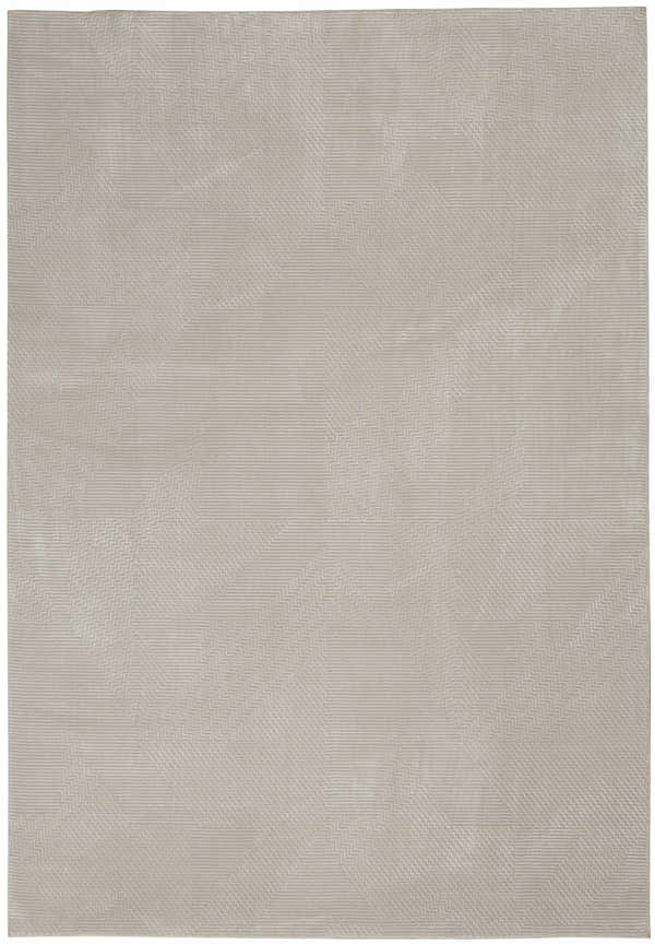 Close-up of the Calvin Klein Orlando Grey Beige rug, featuring a subtle geometric pattern and soft, neutral tones.