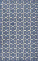 Close-up of Nourison Twist Reversible Blue Modern Area Rug featuring a geometric honeycomb pattern.