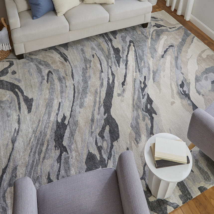 Feizy Dryden Transitional Abstract - Blue/Gray/Taupe Area Rug