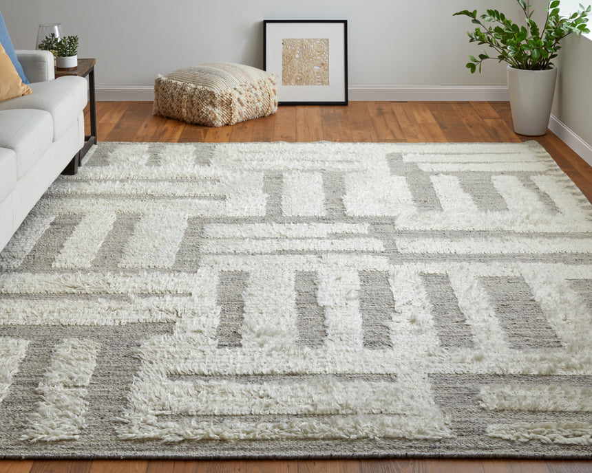 Feizy Ashby Transitional Geometric - Gray/Ivory Area Rug