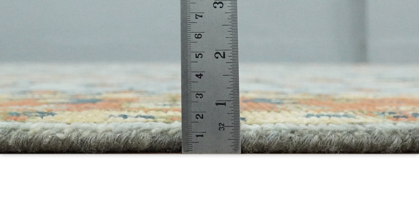 Hand Knotted Rust and Blue Traditional Turkish Vintage Multi Size Wool Rug