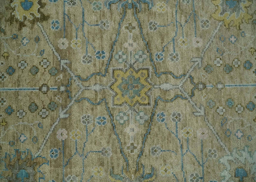 Hand Knotted Beige, Ivory and Gray Traditional Oushak Custom Made Wool Area Rug