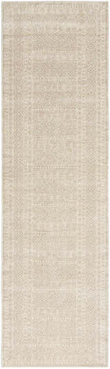 Close-up of a Nourison Palermo Beige Bohemian Area Rug featuring a subtle geometric pattern.