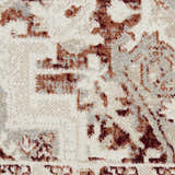 Close-up of the Nourison Carina Brick Silver rug showing its farmhouse style, brick, silver, and cream colors, and machine-made texture.