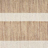 Close-up of Nourison Positano Jute Ivory rug showing chestnut brown and ivory woven texture and striped pattern.