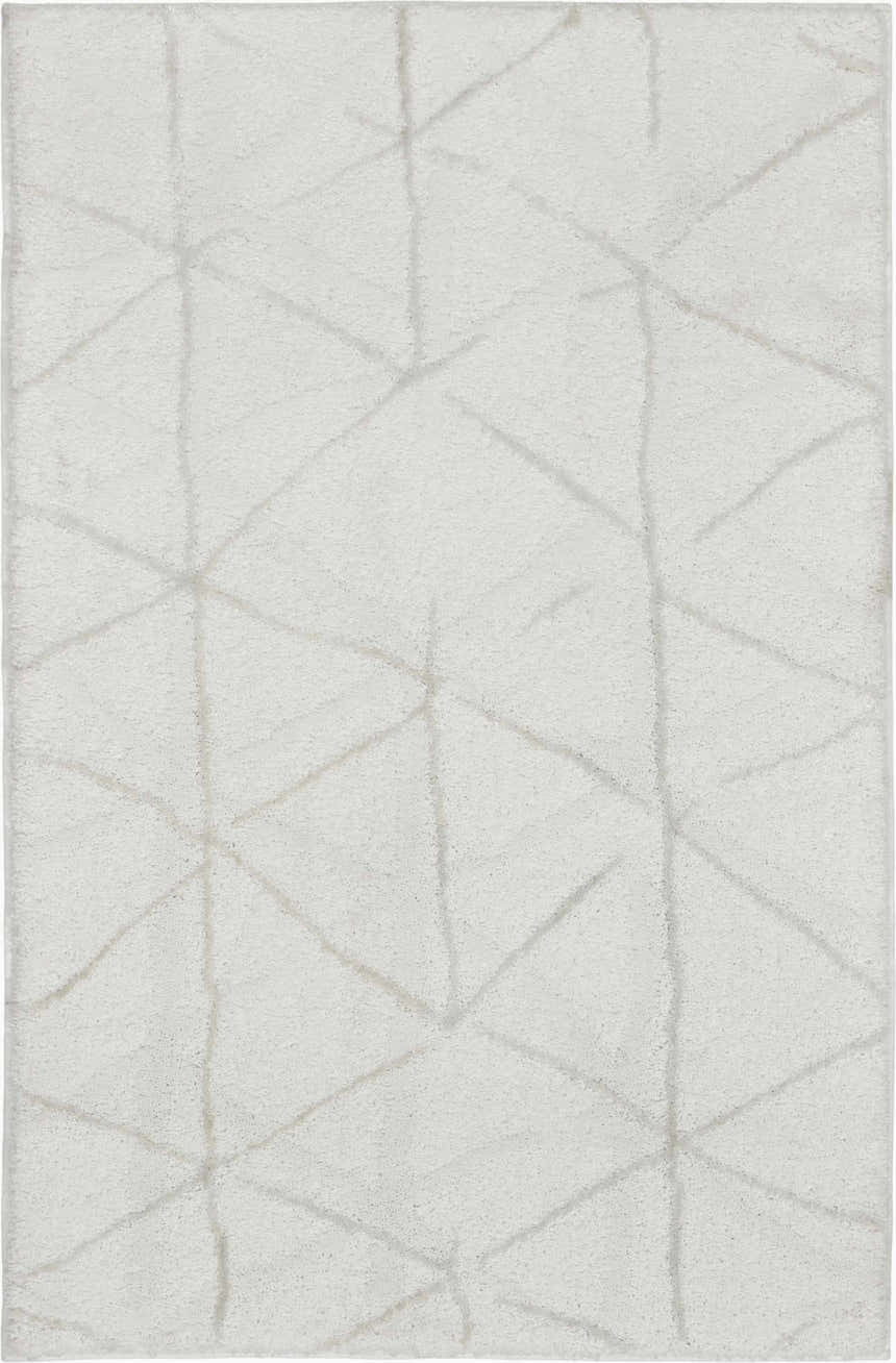 Close-up of the Nourison Key Largo Blue rug, featuring a geometric pattern and light blue color. Contemporary style.