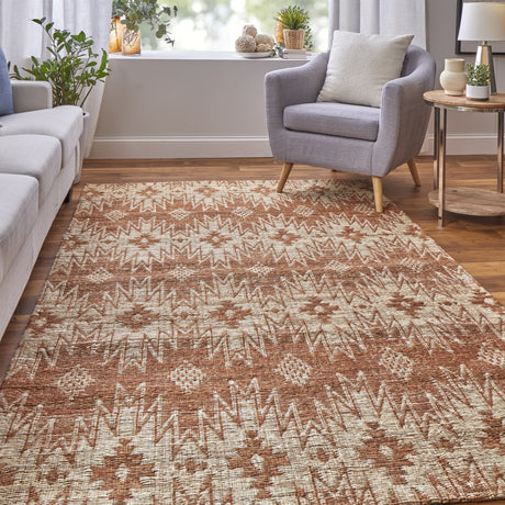 Feizy Lilliana Transitional Geometric - Orange/Ivory/Tan Area Rug - Clearance