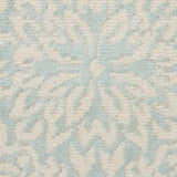 Close-up of the Nourison Jubilant Ivory Green rug, showing its farmhouse pattern and soft, textured polypropylene material.