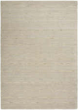 Close-up of the handmade Calvin Klein Halo Grey area rug. Neutral gray wool rug with subtle horizontal stripes.