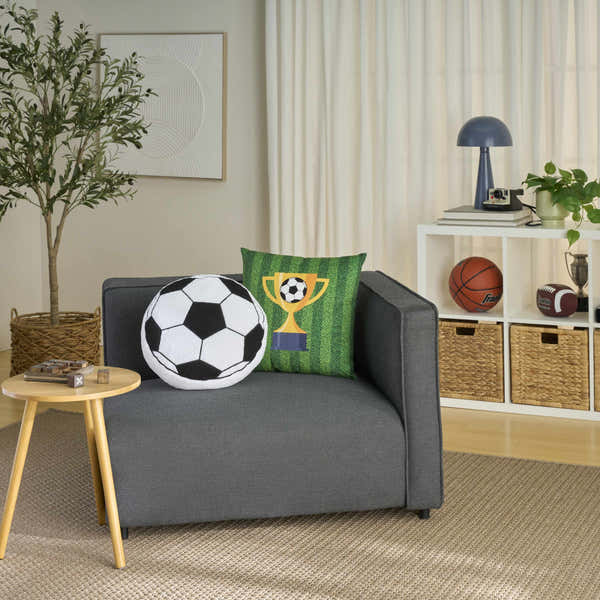 Mina Victory Plush Lines 2Pcs Soccer Set SET OF 2 Multicolor Indoor Throw Pillow