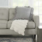 Mina Victory Sofia Linen Frilled Border Grey Indoor Throw Pillow - Clearance