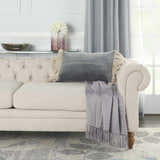 Mina Victory Sofia Stitch Velvet Frills Dark Grey Indoor Throw Pillow - Clearance
