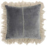 Mina Victory Sofia Stitch Velvet Frills Dark Grey Indoor Throw Pillow - Clearance