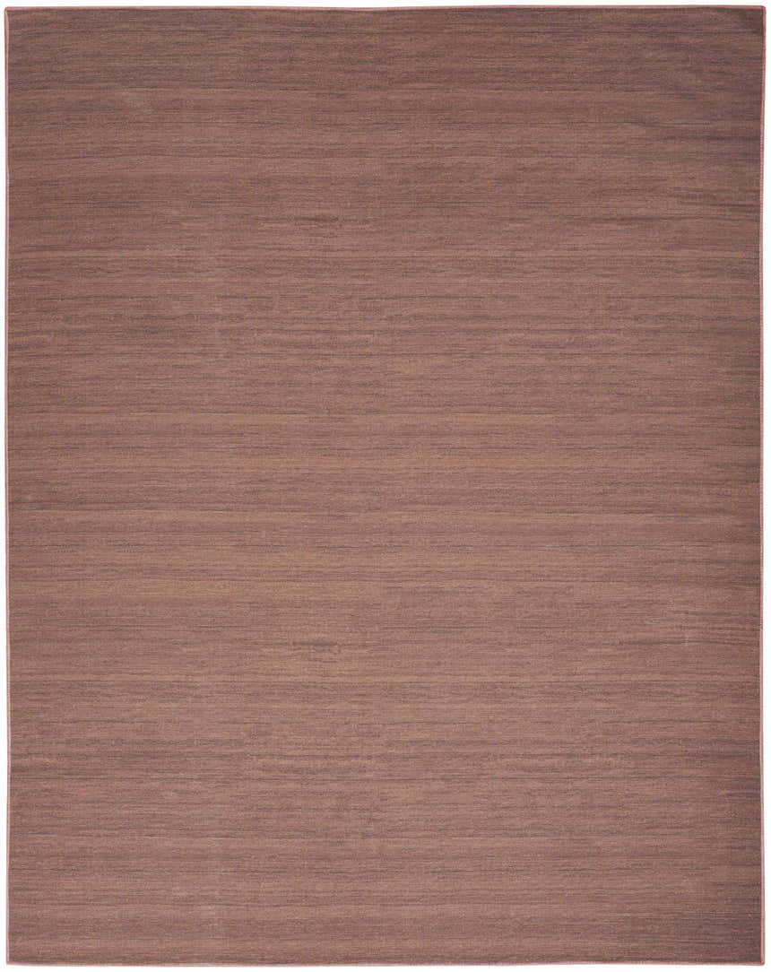 Close-up of Nourison Essentials Mocha rug. Light brown, machine-made, modern style, with subtle horizontal texture.