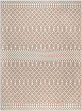 Close-up of the Nourison Positano Beige Modern Area Rug featuring a geometric diamond pattern and textured weave.