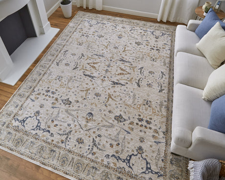 Feizy Pasha Transitional Ikat - Ivory/Blue/Red Area Rug