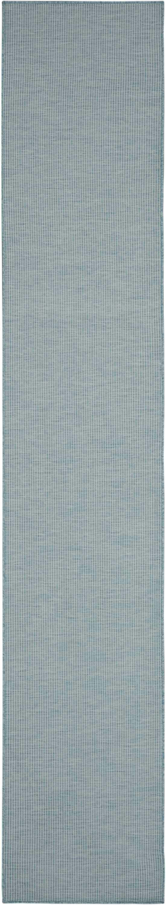 Close-up of the Nourison Positano Aqua Modern Area Rug, showing its subtle striped pattern and woven texture.