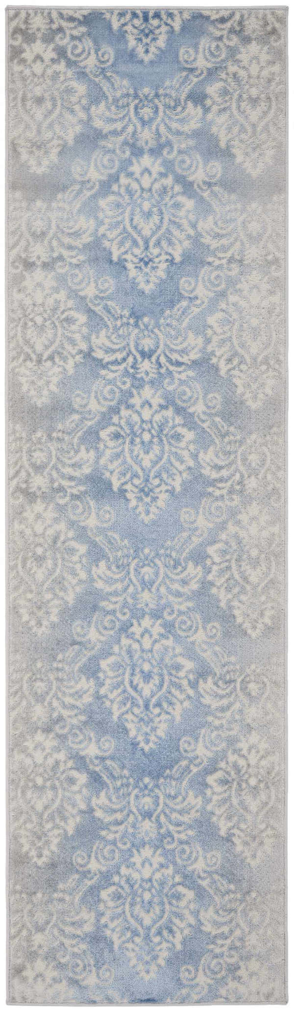 Close-up of the Nourison Elation Ivory Blue Vintage Area Rug, featuring a high-pile, machine-made construction.