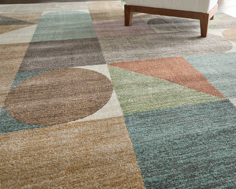 Feizy Eden Modern Color Block - Ivory/Brown/Blue Area Rug