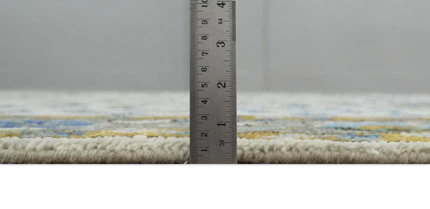 Custom Made Tree of life Hand Knotted Antique Ivory, Blue and Gray Traditional Oushak Wool area Rug