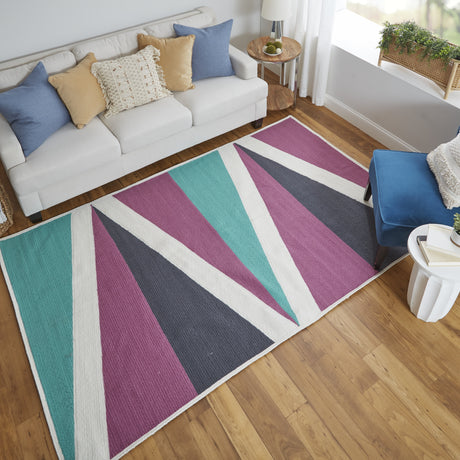 Feizy Clare Transitional Geometric - Purple/Ivory/Green Area Rug - Clearance