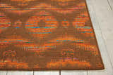 Close up of Nourison Spectrum Flame Chocolate rug showing bamboo silk, wool, and cotton texture.