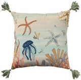 Mina Victory Coastal Accessories Under The Sea Multicolor Throw Pillow