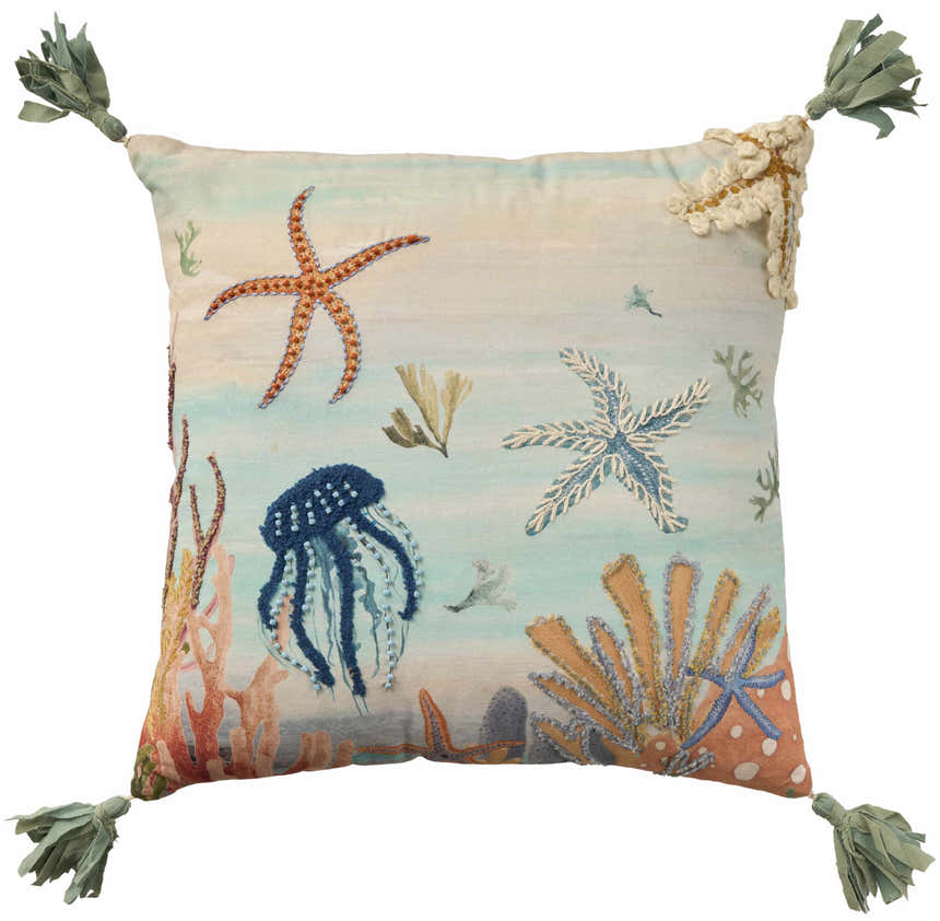 Mina Victory Coastal Accessories Under The Sea Multicolor Throw Pillow
