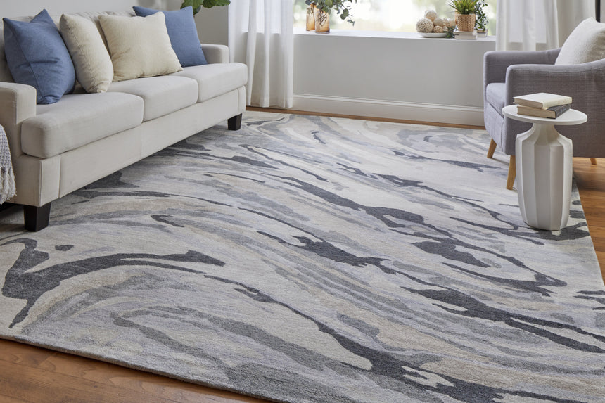 Feizy Dryden Transitional Abstract - Blue/Gray/Taupe Area Rug