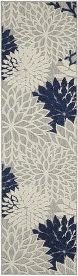 Mina Victory Aloha Indoor/Outdoor Ivory/Navy Throw Pillow