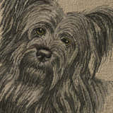 Mina Victory Vintage Pillow Grey Shih Tzu Beige Indoor Throw Pillow