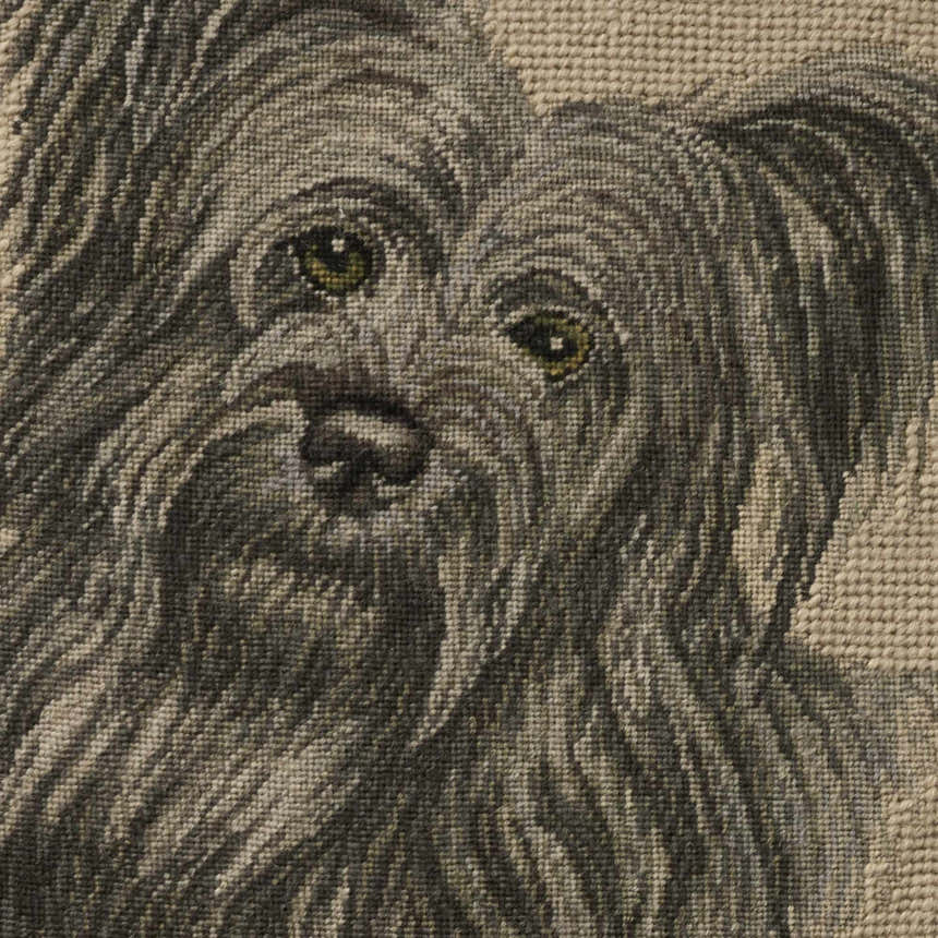 Mina Victory Vintage Pillow Grey Shih Tzu Beige Indoor Throw Pillow