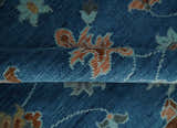 Blue, Rust and Aqua Hand Knotted Floral Multi Size Oushak Wool Area Rug