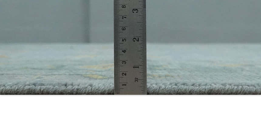 Multi Size Charcoal, Aqua and Silver Hand Knotted Oushak Wool Area Rug