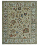 Hand Knotted Beige and Ivory Multi Size Traditional Oushak Wool Area Rug