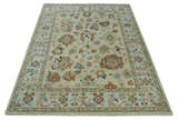 Hand Knotted Beige and Ivory Multi Size Traditional Oushak Wool Area Rug