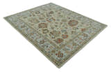 Hand Knotted Beige and Ivory Multi Size Traditional Oushak Wool Area Rug