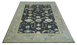 8x10, 9x12, 10x14 and 12x15 Hand Knotted Black, Beige and Silver Traditional Oushak Wool Rug