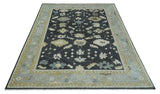 8x10, 9x12, 10x14 and 12x15 Hand Knotted Black, Beige and Silver Traditional Oushak Wool Rug