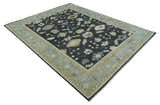 8x10, 9x12, 10x14 and 12x15 Hand Knotted Black, Beige and Silver Traditional Oushak Wool Rug