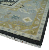 8x10, 9x12, 10x14 and 12x15 Hand Knotted Black, Beige and Silver Traditional Oushak Wool Rug