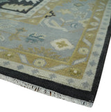 8x10, 9x12, 10x14 and 12x15 Hand Knotted Black, Beige and Silver Traditional Oushak Wool Rug