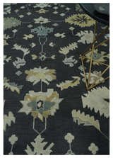 8x10, 9x12, 10x14 and 12x15 Hand Knotted Black, Beige and Silver Traditional Oushak Wool Rug