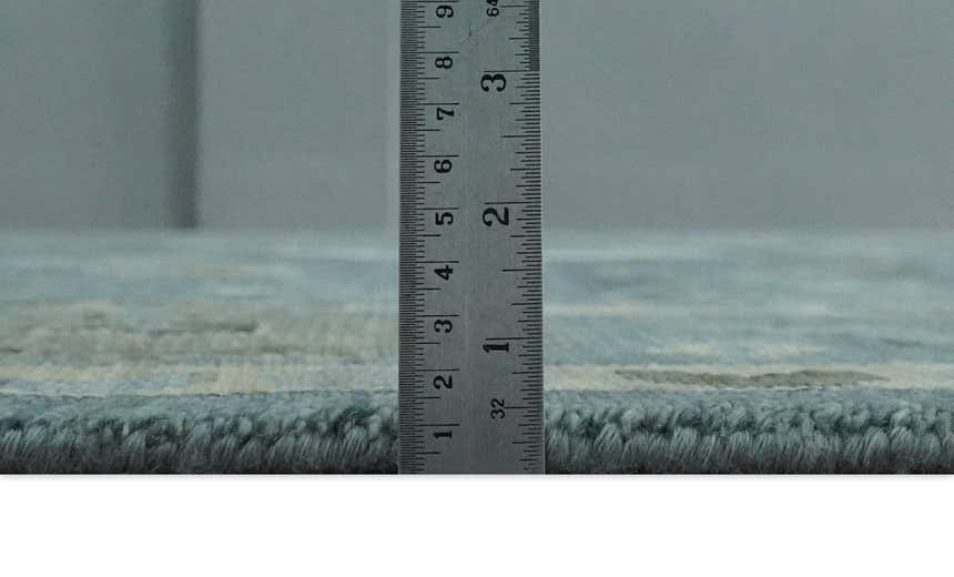 Multi Size Hand Knotted Blue and Beige Traditional Oushak Wool Rug