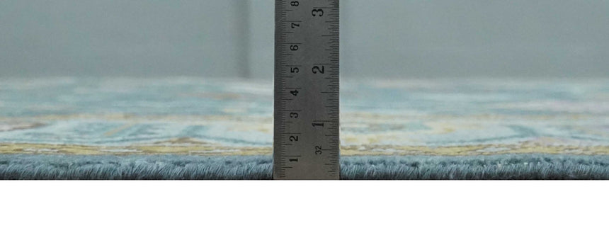 Hand Knotted Blue and Silver Vibrant colorful Oushak Wool Area Rug