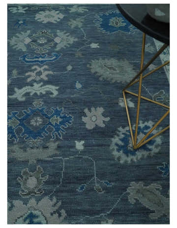 Hand Knotted Gray and Silver Traditional Multi Size Oushak Wool Rug