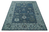 Hand Knotted Gray and Silver Traditional Multi Size Oushak Wool Rug