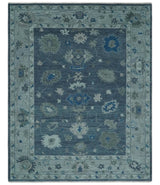 Hand Knotted Gray and Silver Traditional Multi Size Oushak Wool Rug