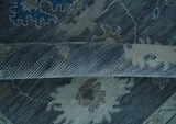 Hand Knotted Gray and Silver Traditional Multi Size Oushak Wool Rug