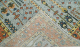 Hand Knotted Rust and Blue Traditional Turkish Vintage Multi Size Wool Rug
